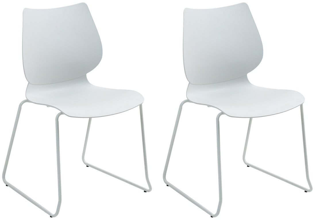 2-delige set witte eetkamerstoelen – Design Stoelen – Stapelbaar, ruimtebesparend en Kleur wit
