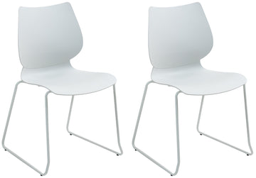 2-delige set witte eetkamerstoelen – Design Stoelen – Stapelbaar, ruimtebesparend en Kleur wit