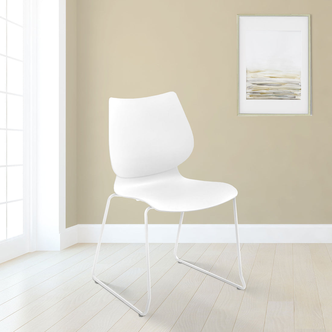 2-delige set witte eetkamerstoelen – Design Stoelen – Stapelbaar, ruimtebesparend en Kleur wit