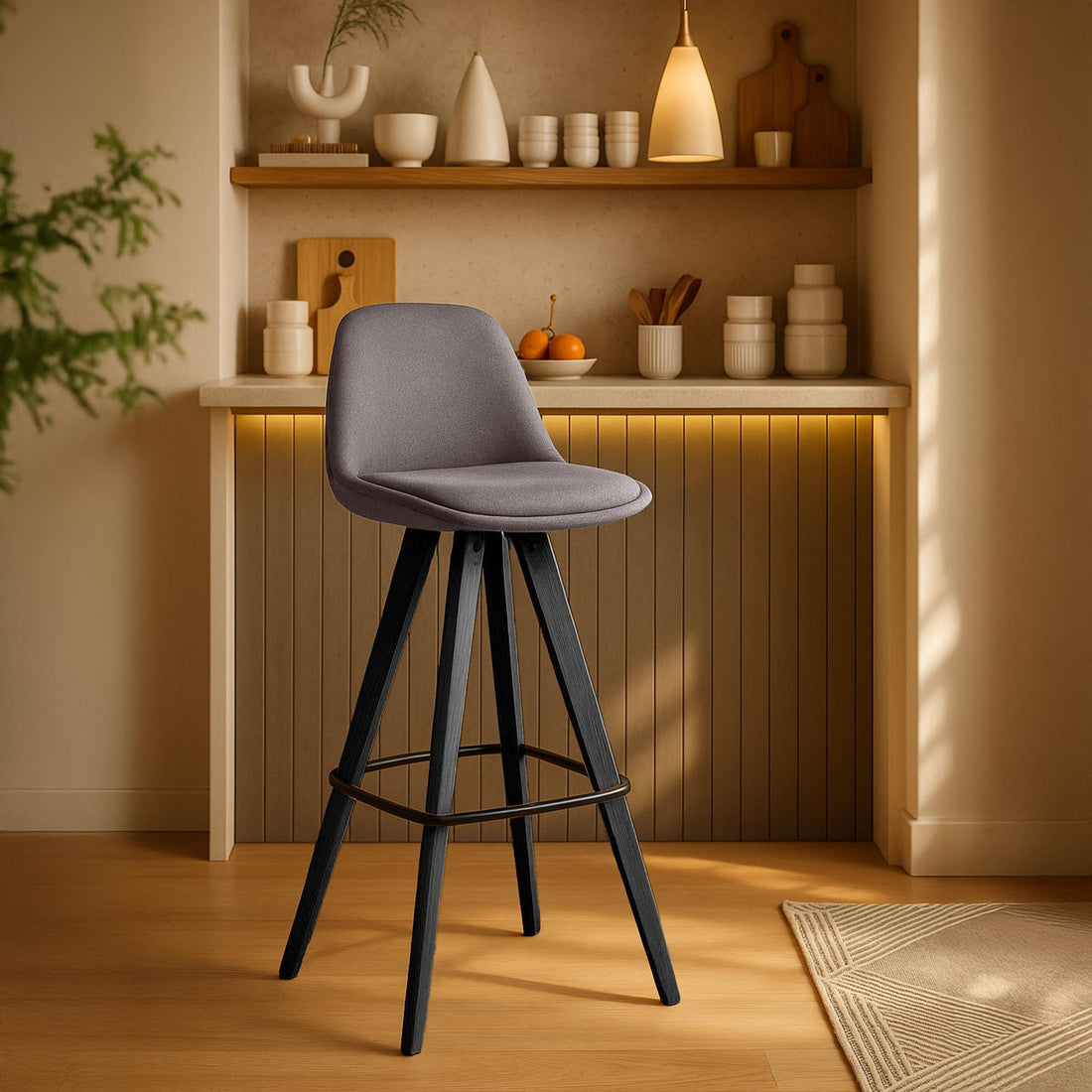 2-delige set Barkrukken - Barstoelen - Modern Design, Stof, Vloerdoppen Kleur taupe
