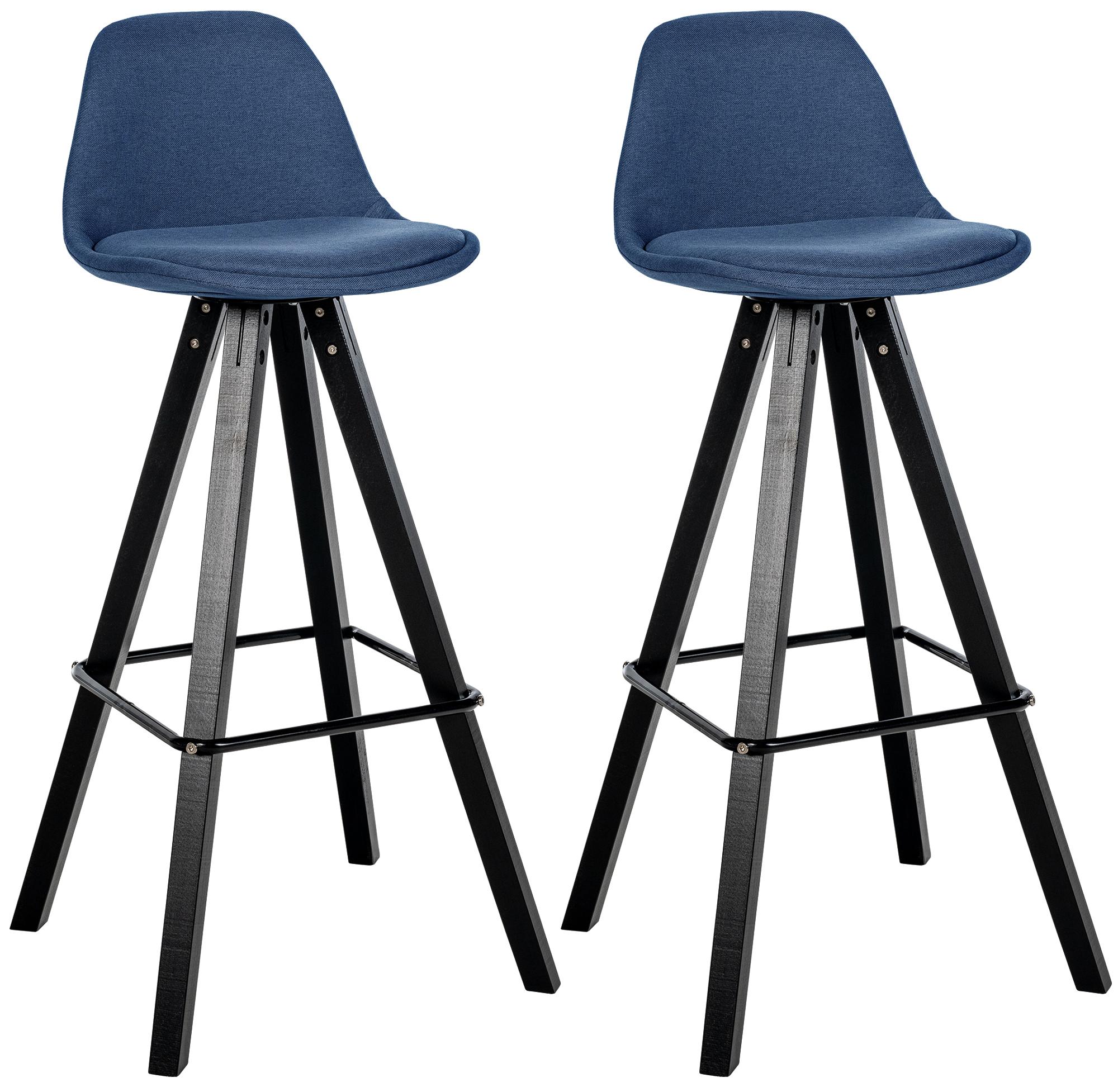 2-delige set Barkrukken - Houten Krukken - Inclusief Rugleuning voor Extra Comfort Kleur blauw