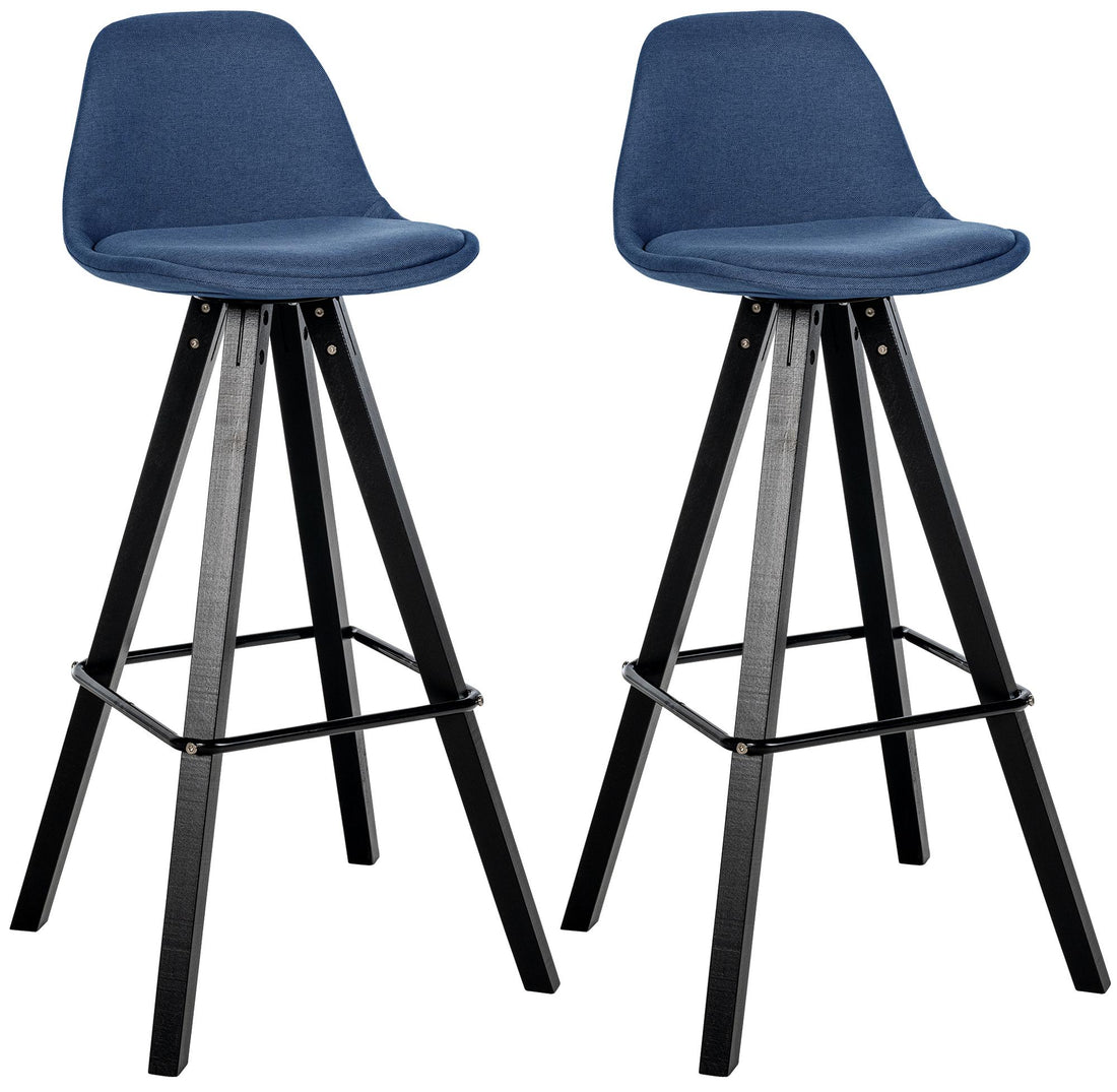 2-delige set Barkrukken - Houten Krukken - Inclusief Rugleuning voor Extra Comfort Kleur blauw