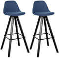 2-delige set Barkrukken - Houten Krukken - Inclusief Rugleuning voor Extra Comfort Kleur blauw