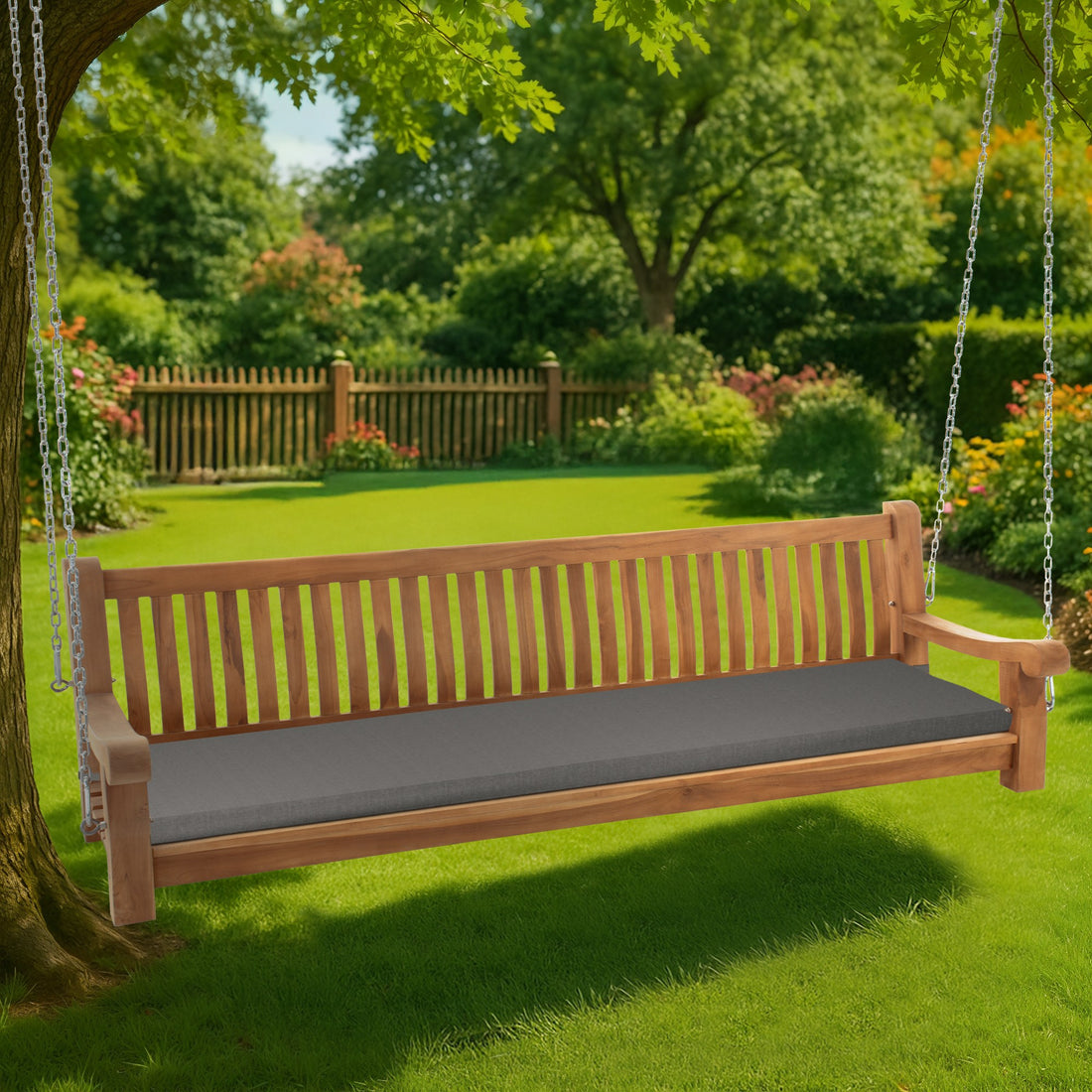 Teakhouten Schommelbank - Tuinschommel - Weerbestendig & Comfortabel Kleur donkergrijs