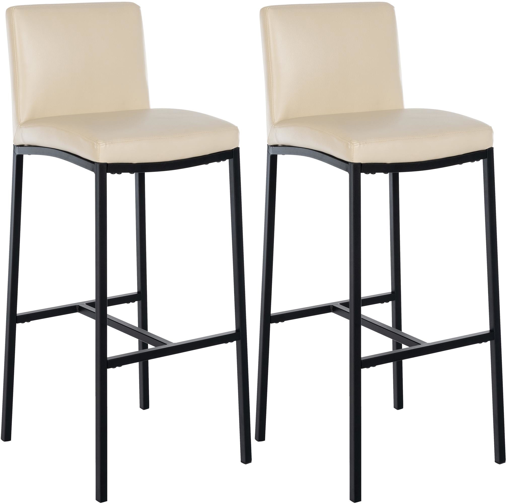 Set van 2 barkrukken - Kunstleren Barstoelen - Comfortabel & Modern Design - Crème, 76cm Zithoogte Kleur crème