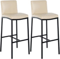 Set van 2 barkrukken - Kunstleren Barstoelen - Comfortabel & Modern Design - Crème, 76cm Zithoogte Kleur crème