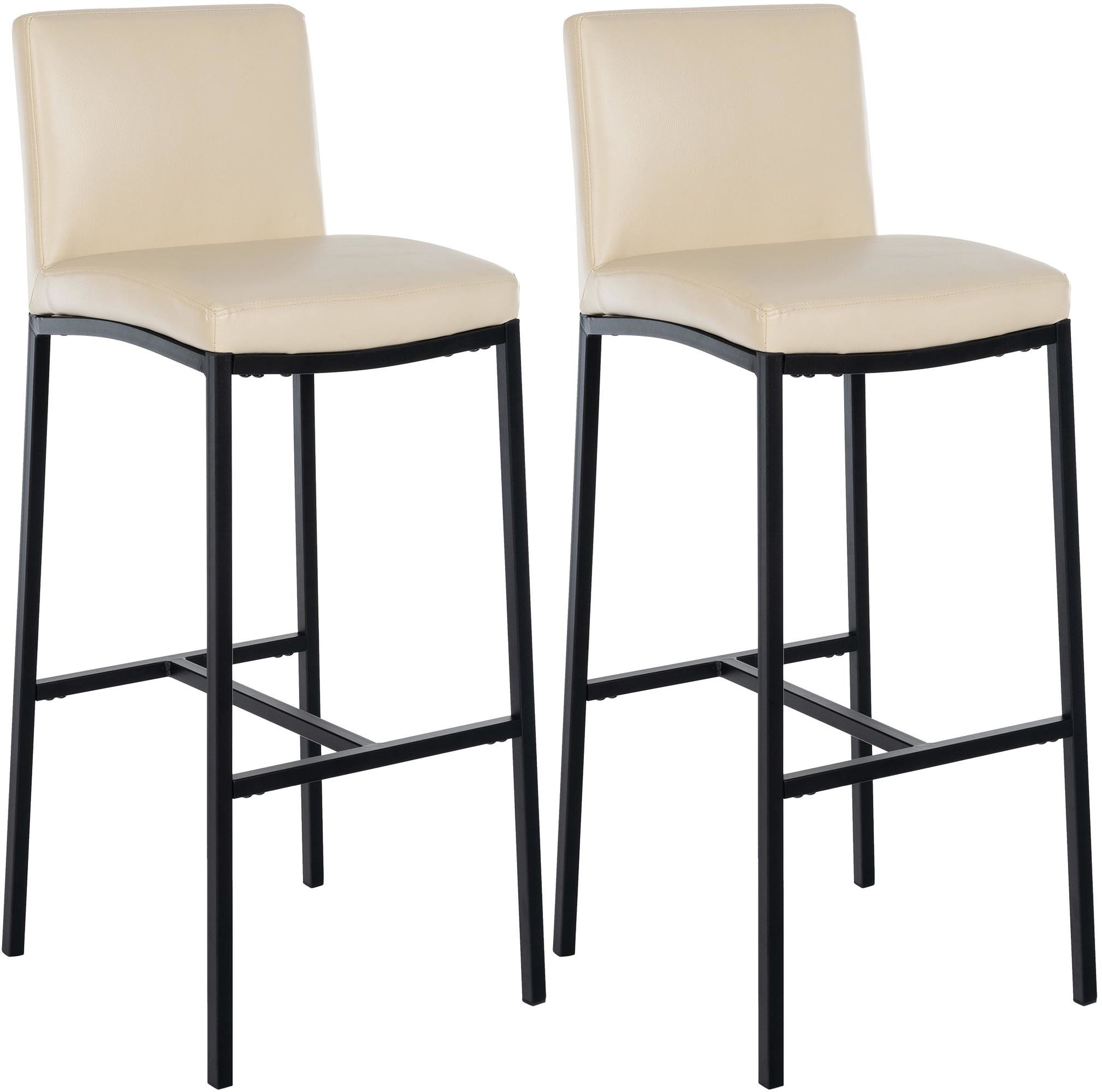 Set van 2 barkrukken - Kunstleren Barstoelen - Comfortabel & Modern Design - Crème, 76cm Zithoogte Kleur crème
