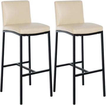 Set van 2 barkrukken - Kunstleren Barstoelen - Comfortabel & Modern Design - Crème, 76cm Zithoogte Kleur crème