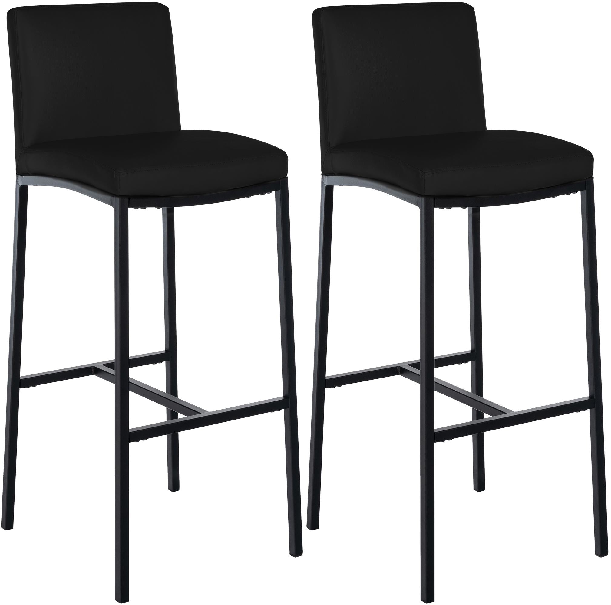 2-delige set Barkrukken - Barstoelen - Comfortabel kunstleer & voetensteun - Modern design, zwart