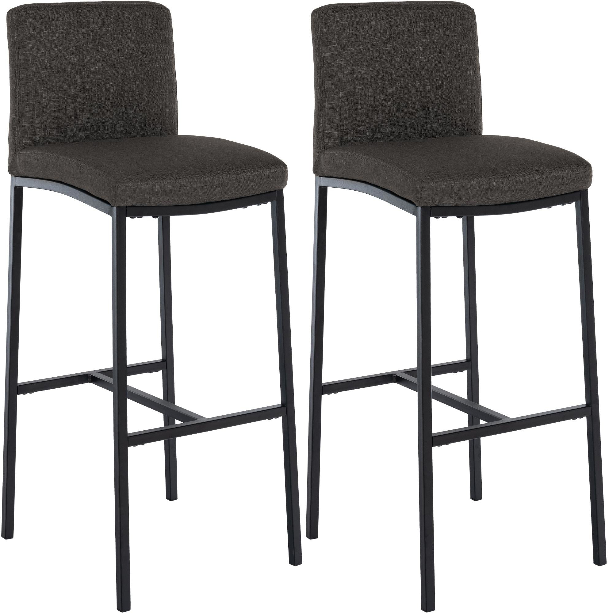 2-delige set Barkrukken - Barstoelen - Comfortabele zitting, donkergrijze stof, modern design