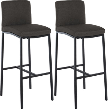2-delige set Barkrukken - Barstoelen - Comfortabele zitting, donkergrijze stof, modern design