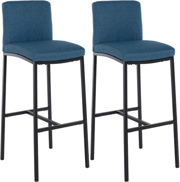 Set van 2 barkrukken, barstoelen, comfortabel en modern design, blauw, stof, eenvoudig te monteren Kleur blauw