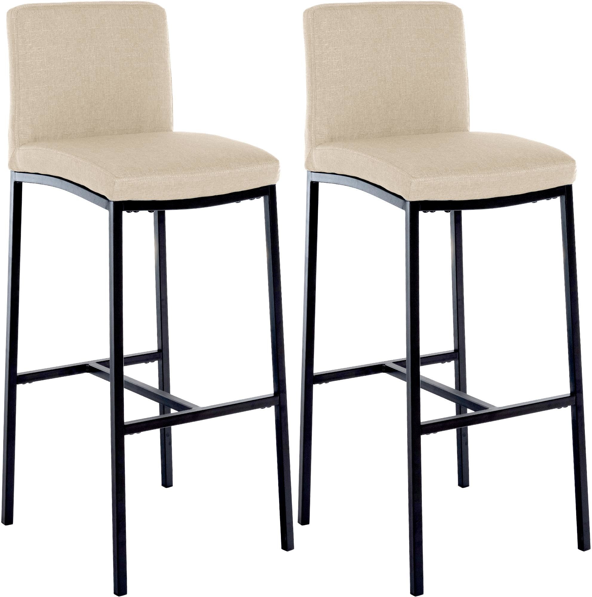 2-delige set Barkrukken - Moderne Hoge Krukken - Comfortabele stoffen zitting, vloerbescherming Kleur crème