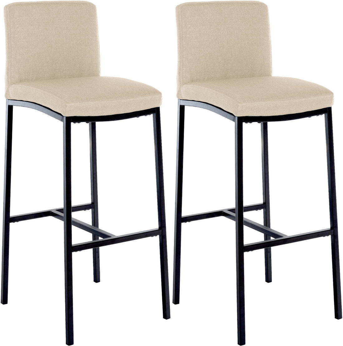 2-delige set Barkrukken - Moderne Hoge Krukken - Comfortabele stoffen zitting, vloerbescherming Kleur crème