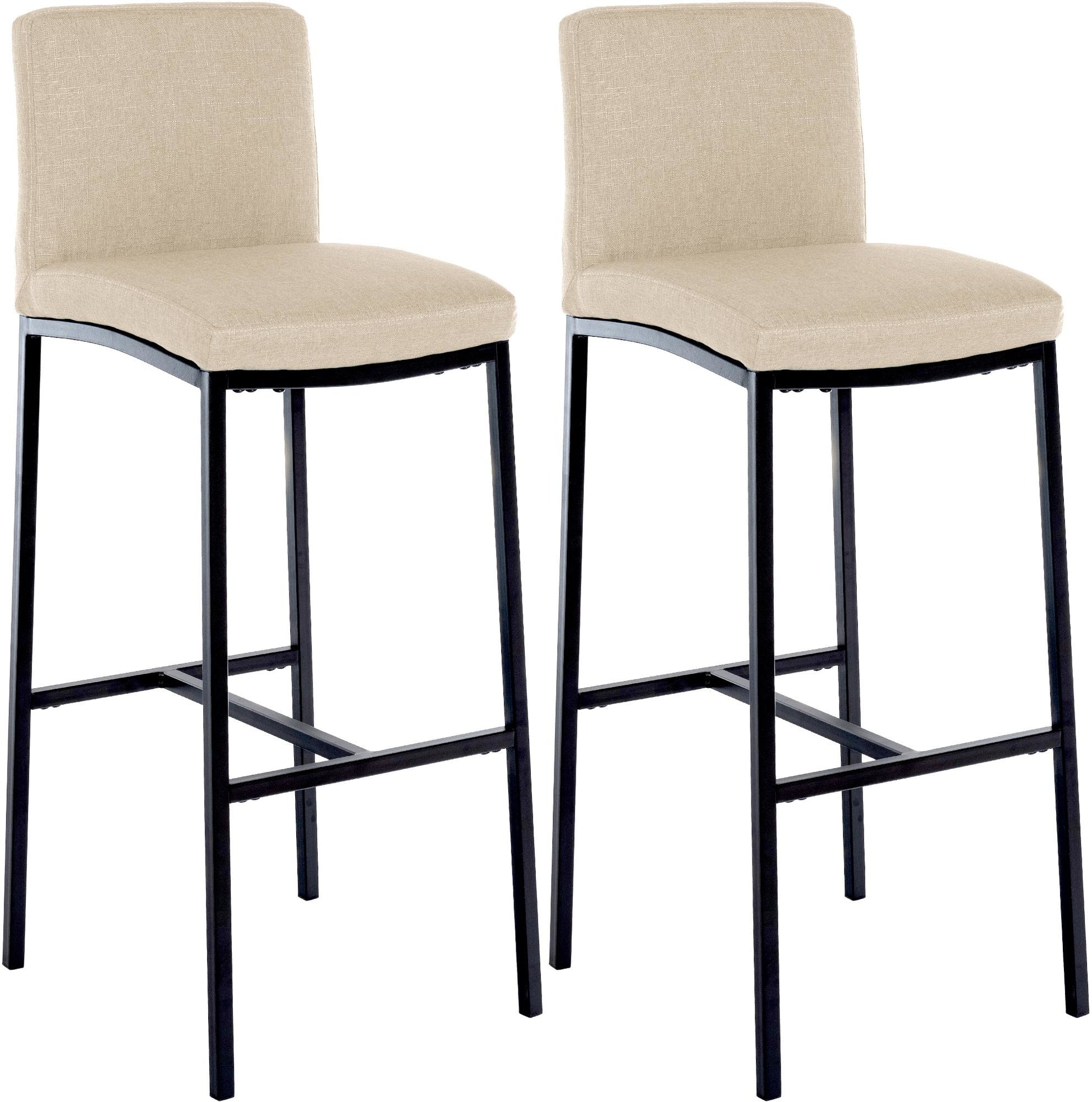 2-delige set Barkrukken - Moderne Hoge Krukken - Comfortabele stoffen zitting, vloerbescherming Kleur crème