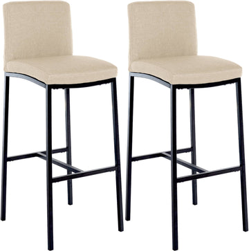 2-delige set Barkrukken - Moderne Hoge Krukken - Comfortabele stoffen zitting, vloerbescherming Kleur crème