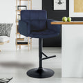 2-delige set Barkrukken – Fluwelen stoelen – In hoogte verstelbaar & 360° draaibaar Kleur blauw