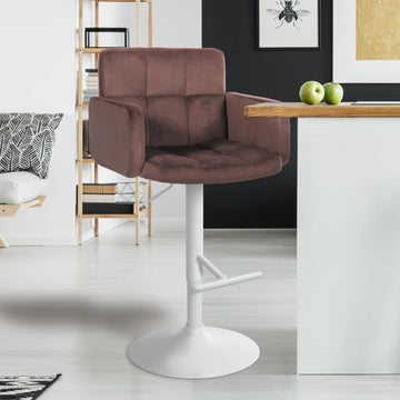 2-delige set Barkrukken - Fluwelen Stoelen - Verstelbaar, 360° draaibaar, extra zitcomfort Kleur bruin