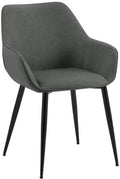 Donkergrijze Eetkamerstoel - Armstoel - Comfortabele Stoffen Bekleding, Ergonomisch Design Kleur donkergrijs