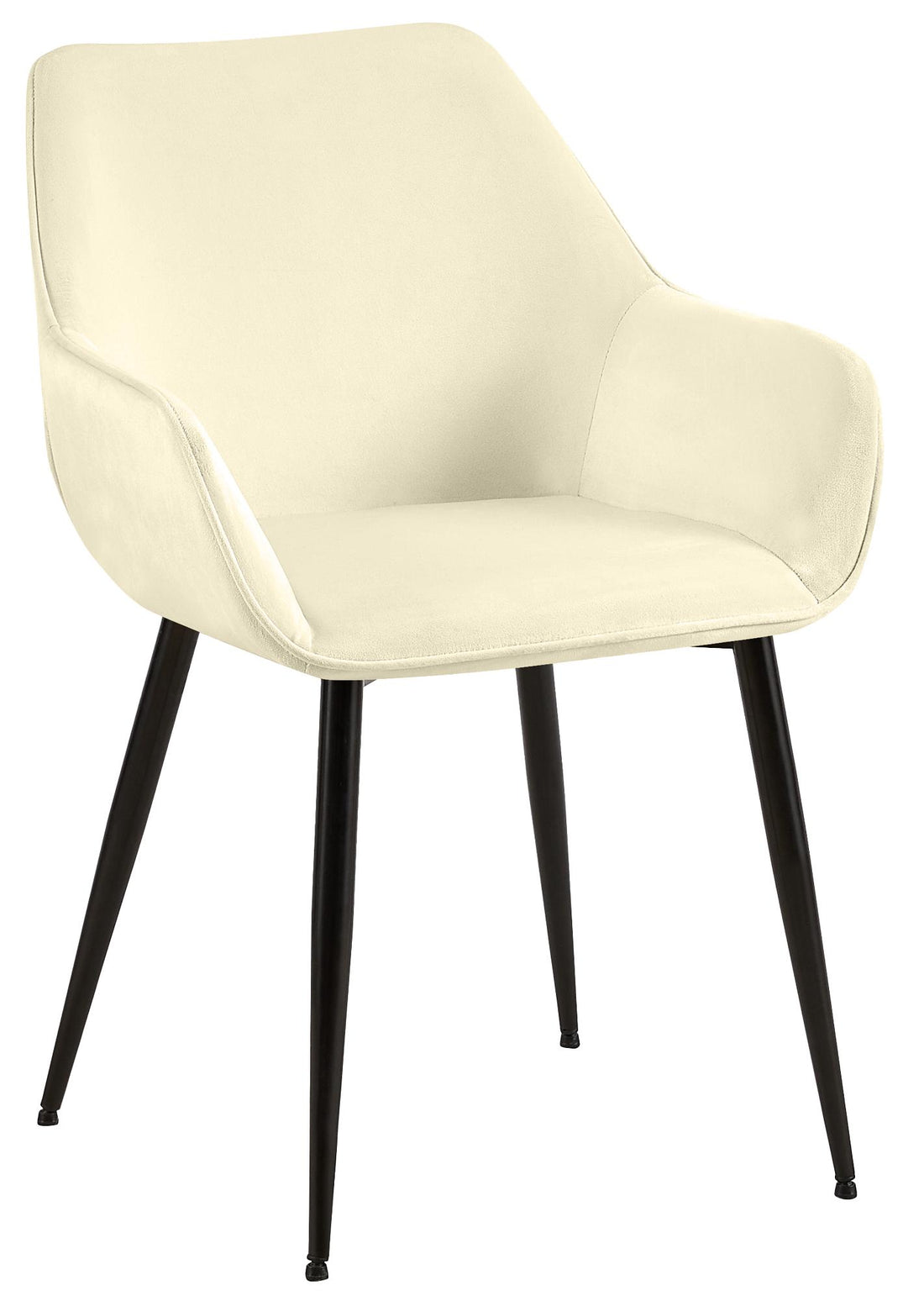 Eetkamerstoel Crème Fluweel – Comfort Stoel – Ergonomisch Zitcomfort, Zwart Metalen Frame Kleur crème