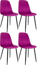 Set van 4 Paarse Eetkamerstoelen - Fluwelen Kuipstoelen - Luxe Zitcomfort & Stevig Metaal Frame Kleur paars