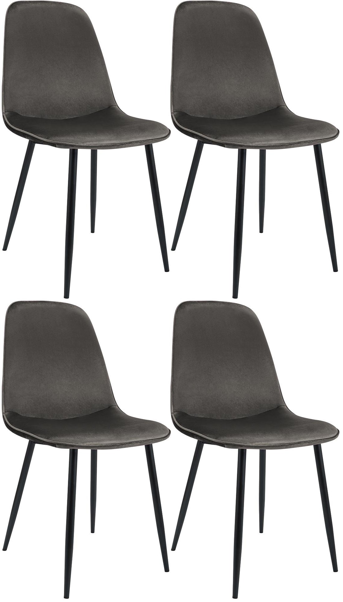 Set van 4 Fluwelen Eetkamerstoelen - Keukenstoelen - Hoog Zitcomfort, Modern Ontwerp Kleur antraciet