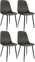 Set van 4 Fluwelen Eetkamerstoelen - Keukenstoelen - Hoog Zitcomfort, Modern Ontwerp Kleur antraciet