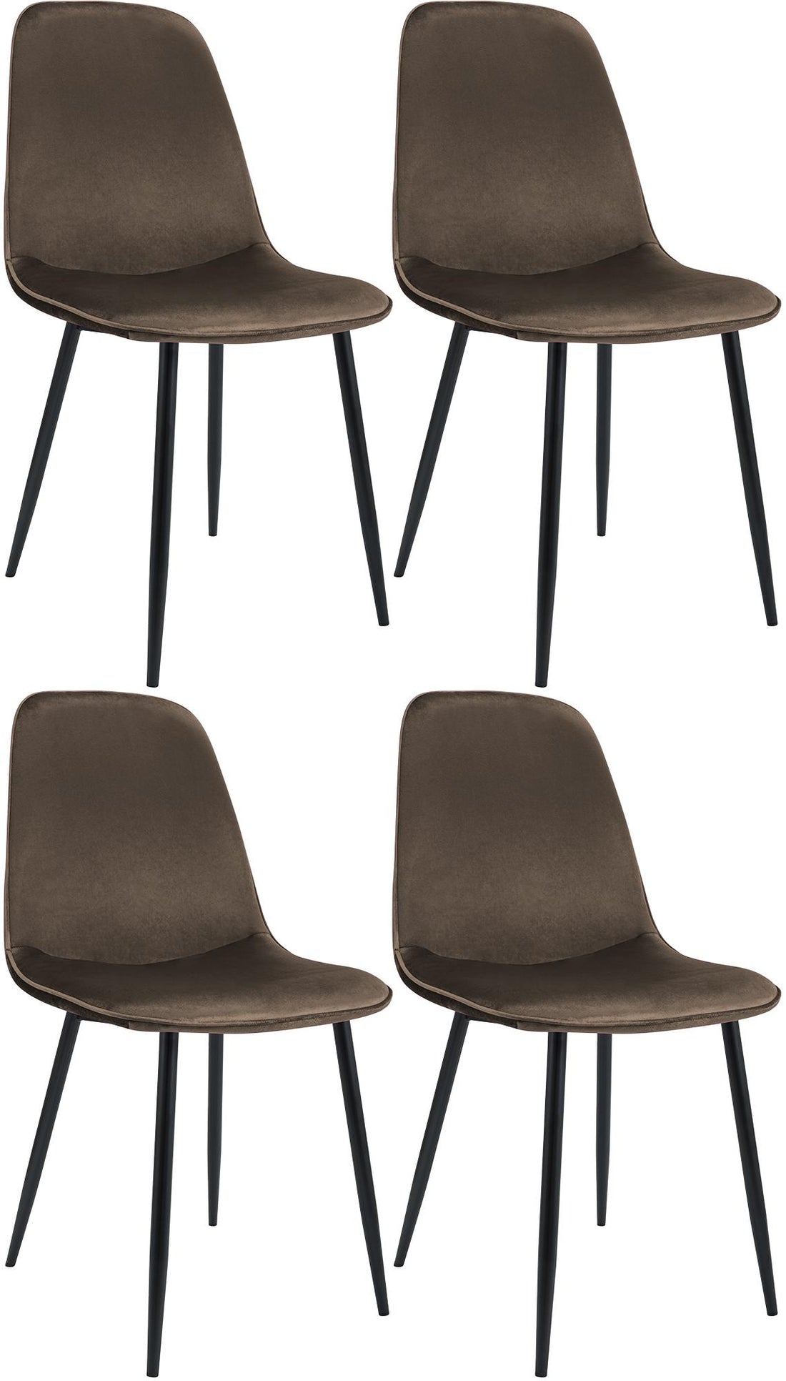 Set van 4 Fluwelen Eetkamerstoelen - Keukenstoelen - Elegant & Comfortabel - Stevig Metaal Frame Kleur bruin