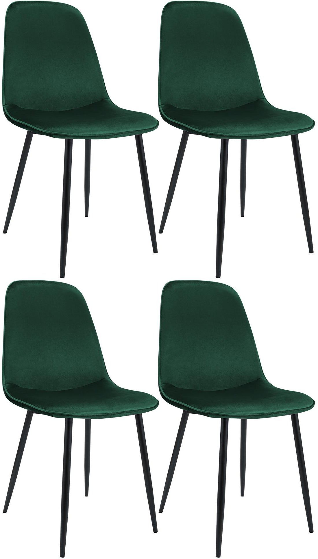 Set van 4 Velvet Eetkamerstoelen - Fluwelen Stoelen - Comfort & Luxe Design - Belastbaar tot 150kg Kleur groen