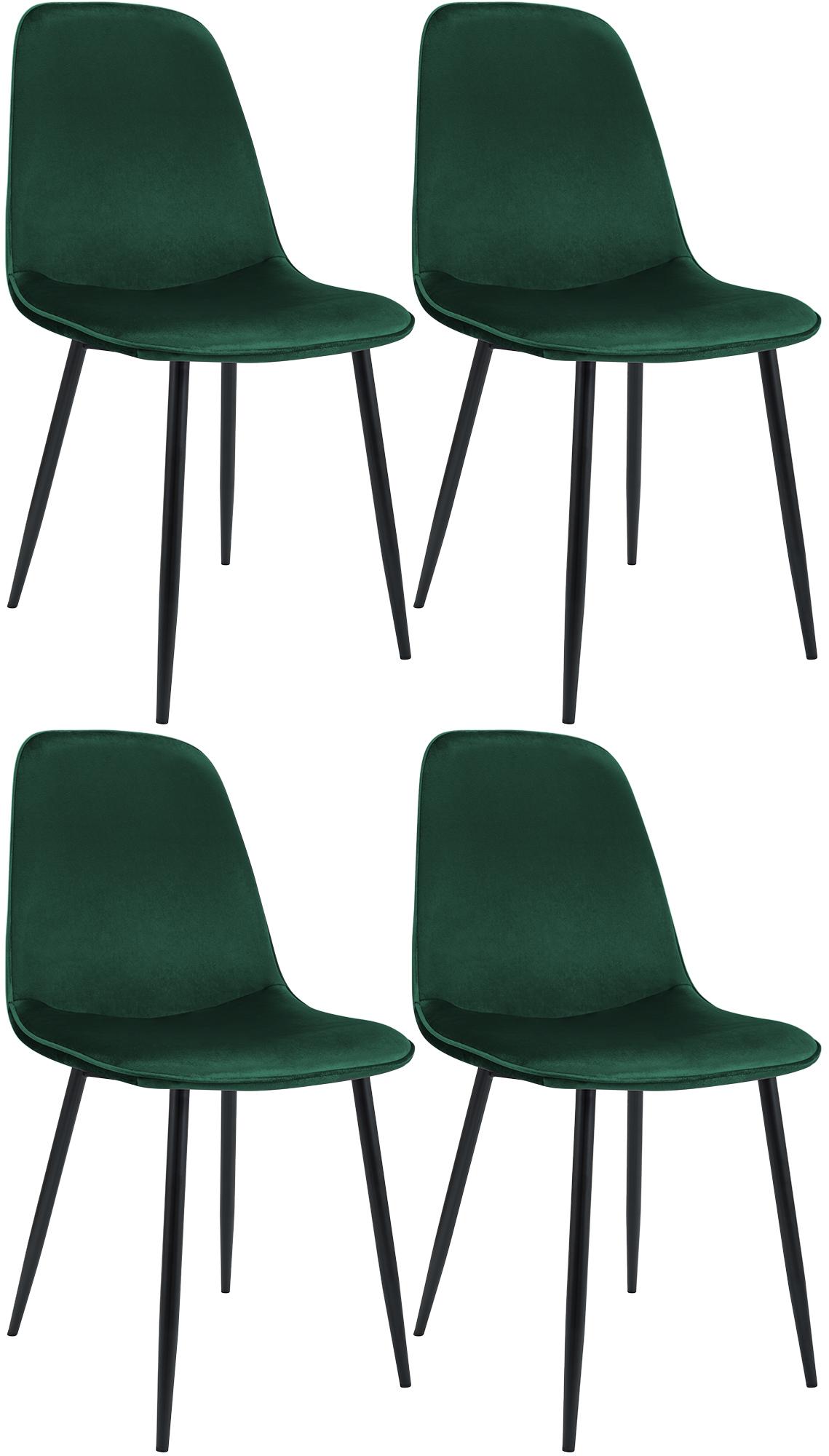 Set van 4 Velvet Eetkamerstoelen - Fluwelen Stoelen - Comfort & Luxe Design - Belastbaar tot 150kg Kleur groen