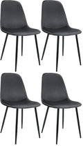 Set van 4 Eetkamerstoelen - Keukenstoelen - Donkergrijs Fluweel - Extra Comfort - Stevig Onderstel Kleur donkergrijs