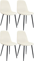 Set van 4 Eetkamerstoelen - Fluwelen Stoelen - Luxe Comfort - Stevig Metaal - Crème Kleur crème