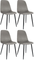 Set van 4 Eetkamerstoelen - Keukenstoelen - Fluweel, modern design & hoog zitcomfort Kleur lichtgrijs