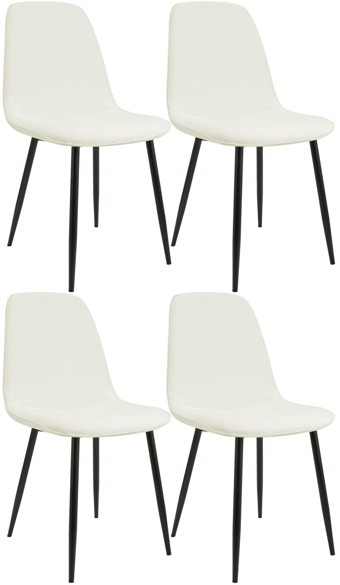 Set van 4 eetkamerstoelen - Keukenstoelen - Comfortabele bekleding - Draagkracht tot 150 kg Kleur crème