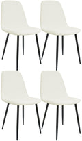 Set van 4 eetkamerstoelen - Keukenstoelen - Comfortabele bekleding - Draagkracht tot 150 kg Kleur crème