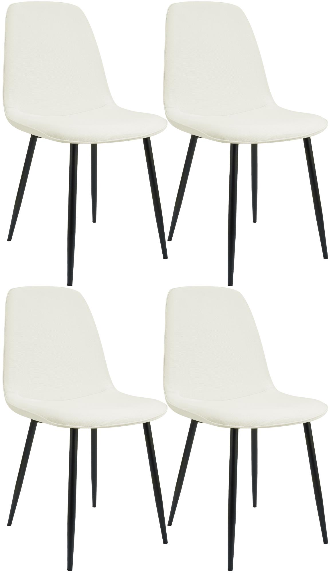 Set van 4 eetkamerstoelen - Keukenstoelen - Comfortabele bekleding - Draagkracht tot 150 kg Kleur crème