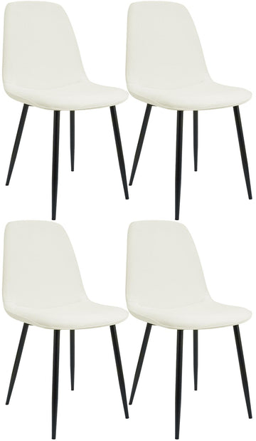 Set van 4 eetkamerstoelen - Keukenstoelen - Comfortabele bekleding - Draagkracht tot 150 kg Kleur crème