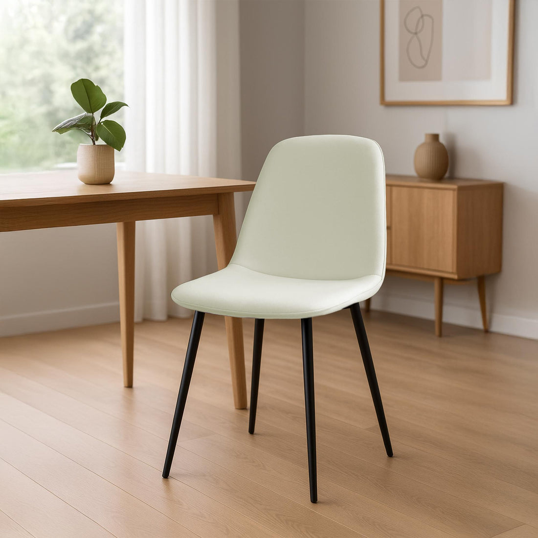 Set van 4 eetkamerstoelen - Keukenstoelen - Comfortabele bekleding - Draagkracht tot 150 kg Kleur crème