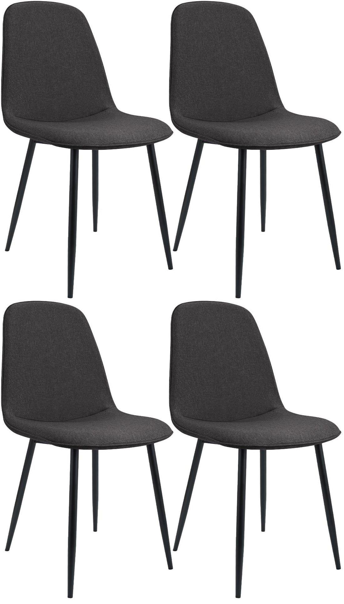 4-delige set Eetkamerstoelen - Keukenstoelen - Hoog zitcomfort, donkergrijze stof, stevig onderstel Kleur donkergrijs
