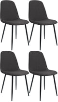 4-delige set Eetkamerstoelen - Keukenstoelen - Hoog zitcomfort, donkergrijze stof, stevig onderstel Kleur donkergrijs