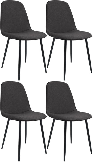 4-delige set Eetkamerstoelen - Keukenstoelen - Hoog zitcomfort, donkergrijze stof, stevig onderstel Kleur donkergrijs