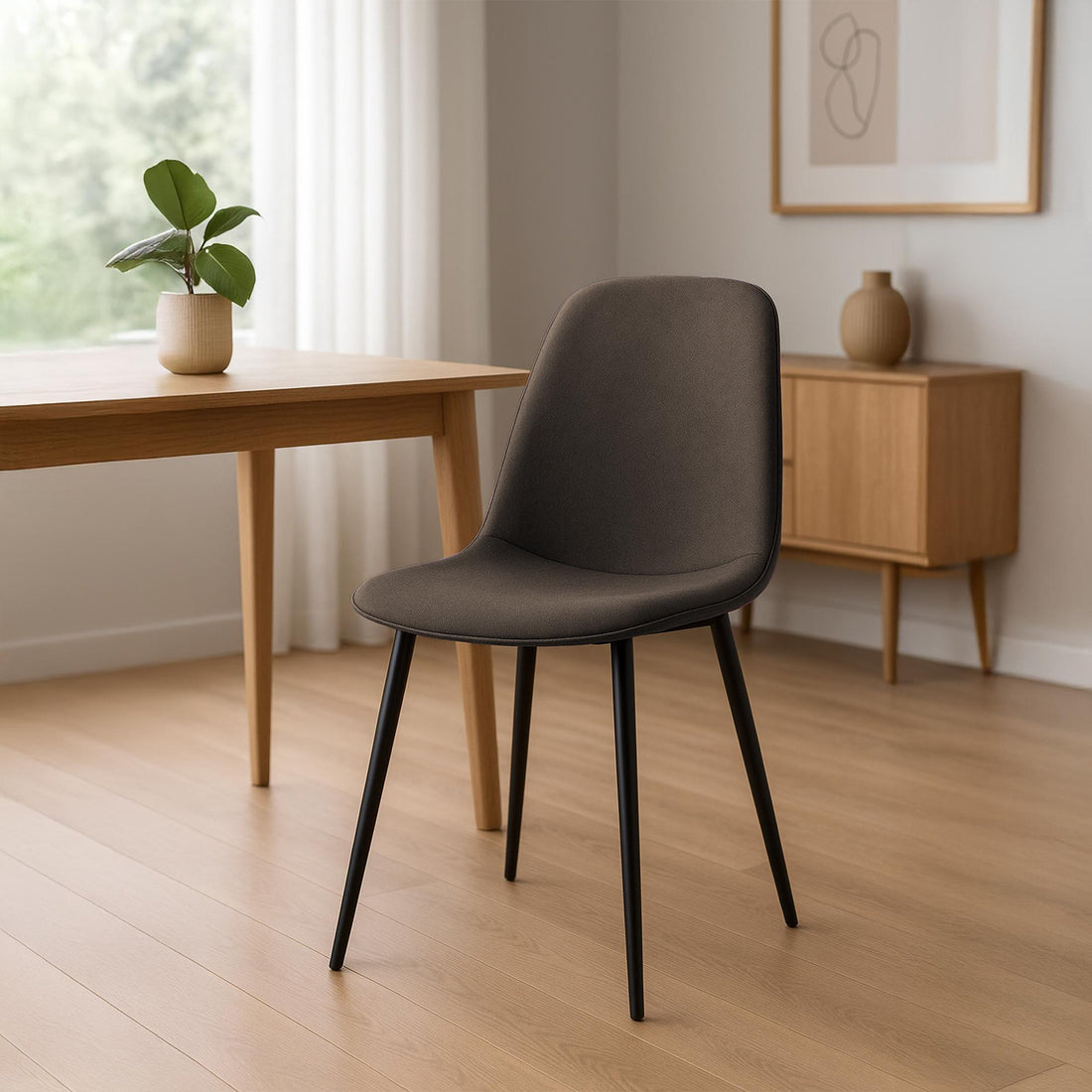 Set van 4 Eetkamerstoelen - Kuipstoelen - Comfortabel & Stabiel - Bruin, Stof, Makkelijk te Monteren Kleur bruin
