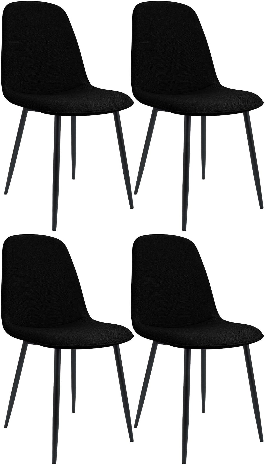Set van 4 Eetkamerstoelen - Keukenstoelen - Comfortabele bekleding - Moderne uitstraling Kleur zwart