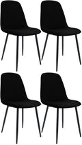 Set van 4 Eetkamerstoelen - Keukenstoelen - Comfortabele bekleding - Moderne uitstraling Kleur zwart