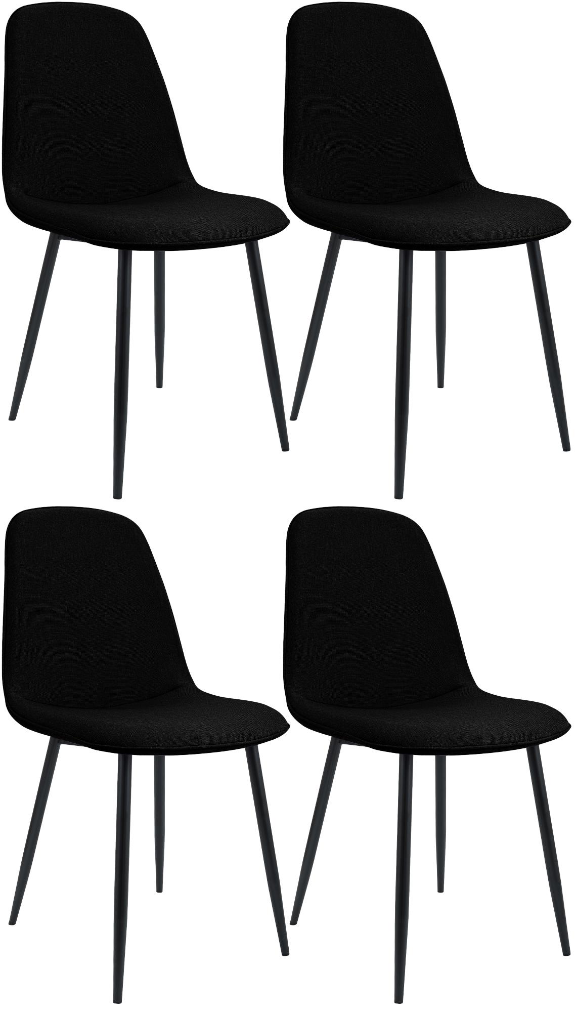 Set van 4 Eetkamerstoelen - Keukenstoelen - Comfortabele bekleding - Moderne uitstraling Kleur zwart