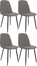 Set van 4 Eetkamerstoelen - Keukenstoelen - Comfortabele zitting - Lichtgrijs, Slijtvast Textiel Kleur lichtgrijs