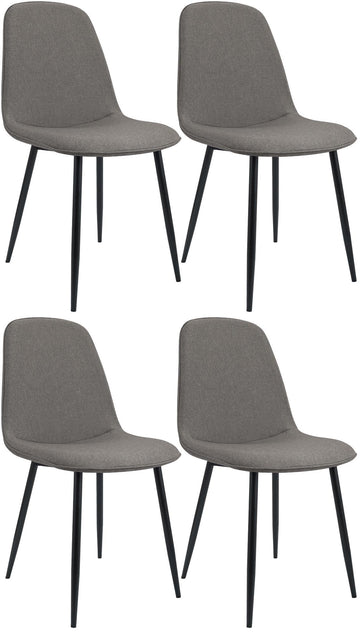 Set van 4 Eetkamerstoelen - Keukenstoelen - Comfortabele zitting - Lichtgrijs, Slijtvast Textiel Kleur lichtgrijs