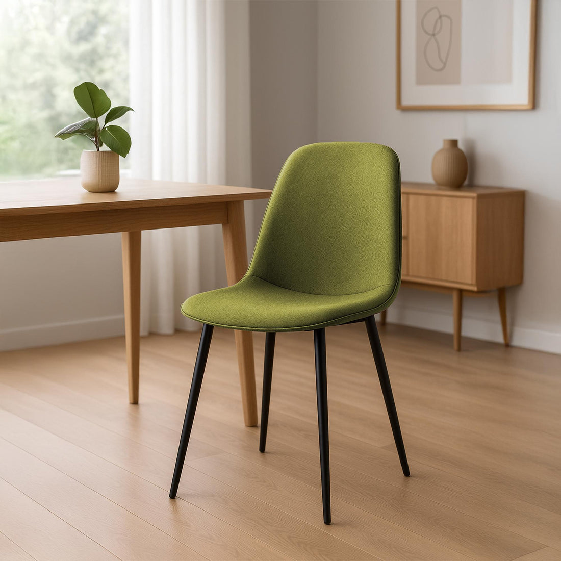 4-delige set Eetkamerstoelen - Keukenstoelen - Comfortabele velvet bekleding, moderne uitstraling Kleur groen