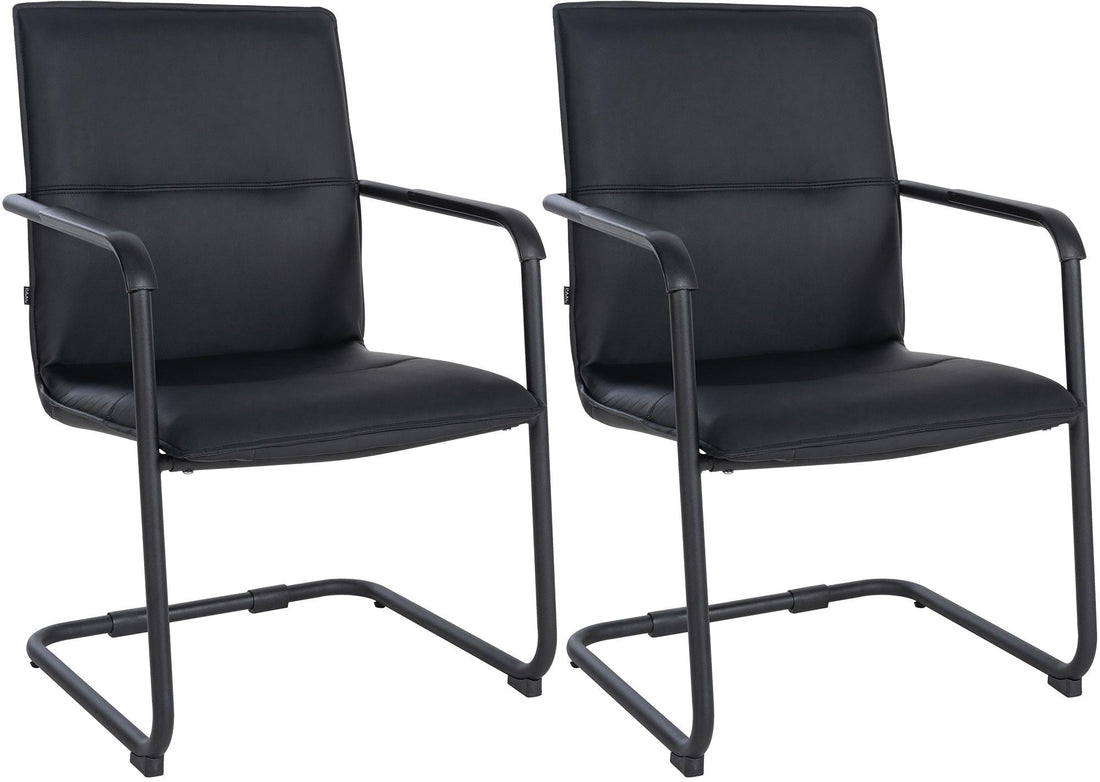 2-delige set Bezoekersstoelen - Vergaderstoelen - Ergonomisch Comfort - Kunstleer Zwart Kleur zwart/zwart