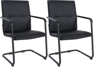 2-delige set Bezoekersstoelen - Vergaderstoelen - Ergonomisch Comfort - Kunstleer Zwart Kleur zwart/zwart